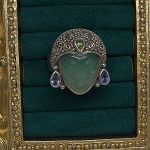 RARE Sajen Balinese Goddess Ring Multi-Stone Sterling Silver